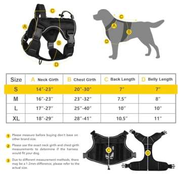 WINGOIN Black Tactical Dog Harness for Medium Small Dogs No Pull Adjustable Reflective Military Pet Harness with Easy Control Handle with Hook & Loop Panels for Walking Hiking Training