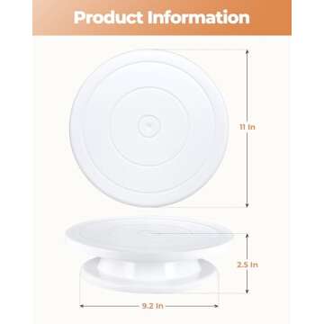 Kootek Cake Stand, 11 Inch Rotating Cake Turntable, Turns Smoothly Revolving Cake Spinner Stand Cake Decorating Kit Display Stand Baking Tools Accessories Supplies for Cookies Cupcake (White)