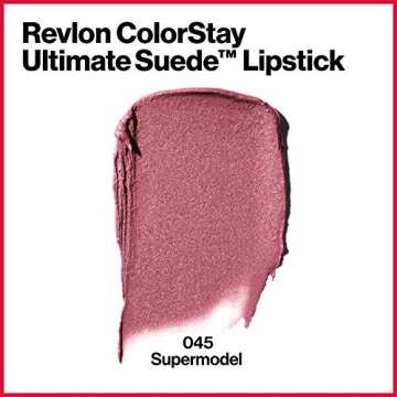 REVLON Lipstick, ColorStay Ultimate Suede Lipstick, High Impact Lip color with Moisturizing Creamy Formula, Infused with Vitamin E, 045 Supermodel, 0.09 Oz