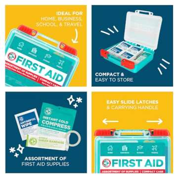 Be Smart Get Prepared 85 Piece First Aid Kit: Clean, Treat, Protect Minor Cuts, Scrapes. Home, Office, Car, School, Business, Travel, Emergency, Survival, Hunting, Outdoor, Camping & Sports, FSA HSA