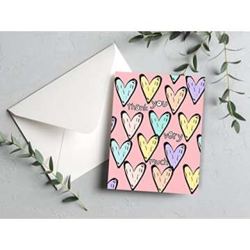 20 Pcs Cute Thank You Cards With Envelopes For Kids, Teens And Adults Colorful Tank You Notes Cards Blank Inside For All Occasions, Girls Birthday, Baby Shower, Party, Small Business, Sweet 16, With Stickers and Envelopes, 4.25x5.5