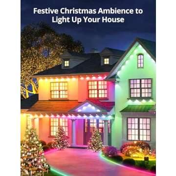 RGB+IC Permanent Outdoor Lights for House Garden, 50Ft Smart Eave Lights, String Lights, IP67 Waterproof, for Christmas Halloween Decor Birthday Gift with Alexa, Google Assistant APP/Remote Control