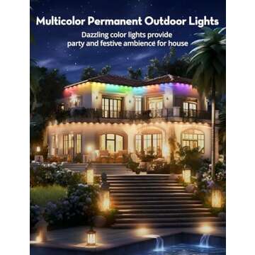 RGB+IC Permanent Outdoor Lights for House Garden, 50Ft Smart Eave Lights, String Lights, IP67 Waterproof, for Christmas Halloween Decor Birthday Gift with Alexa, Google Assistant APP/Remote Control