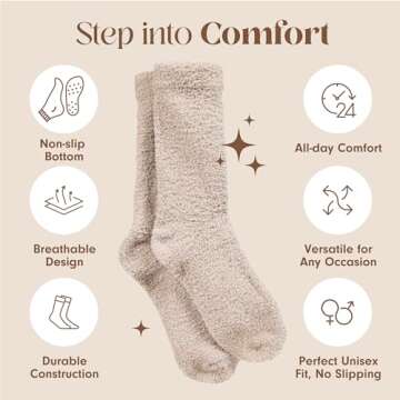 Unboxme Gifts Warm & Cozy Ultra-Luxe Non Slip Cloud Sock for Women & Men - Super Soft Luxurious Fabric Sleep Socks