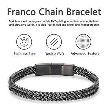 Mens Franco Chain Bracelets with Magnetic Clasp