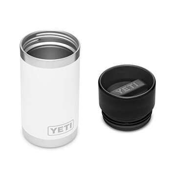 YETI Rambler 12 oz Bottle, Stainless Steel, Vacuum Insulated, with Hot Shot Cap, White