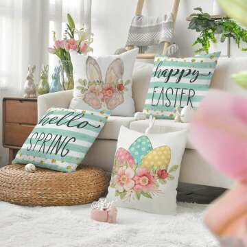 Easter Bunny Pillow Covers Set