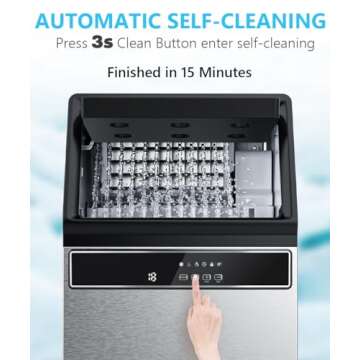 Joy Pebble 100 lbs/24H Commercial Ice Machine, Upgrate Stainless Steel Ice Maker with Self Cleaning & 48 Hour Timer for Bar/Cafe/School/Home