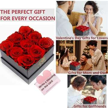 YFYS Forever Rose Flowers for Delivery Prime - 9pcs Preserved Fresh Roses, Genuine Roses That Last for Years, for Birthday Gifts for Women, Valentines Day, and Mother's Day