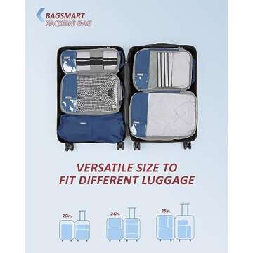 BAGSMART 6 Set Compression Packing Cubes for Travel, Lightweight Vacation Travel Essentials for Men, Travel Accessories for Suitcase Organizer Bags Set, Durable Luggage Organizer Travel Bags