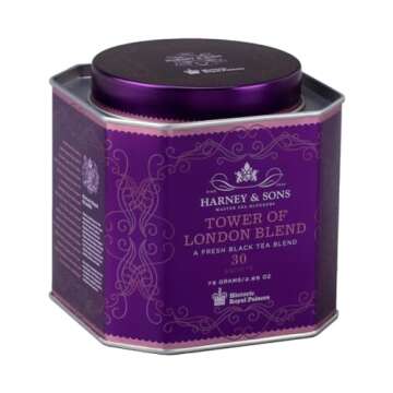 Harney & Sons Tower of London Black Tea with Vanilla, Black Currant, Caramel, and Honey | 30 sachets, Historic Royal Palaces Collection