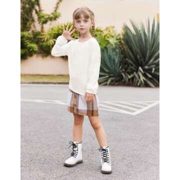 Arshiner Teen Girl Long Sleeve T-Shirts and Corduroy Button Skirts Outfits Fall 2 Pieces Sets Cute Kids Clothing Sets 10-14 Years