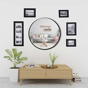 FrameWorks 28" Deluxe Contemporary Black Circular Aluminum Mirror