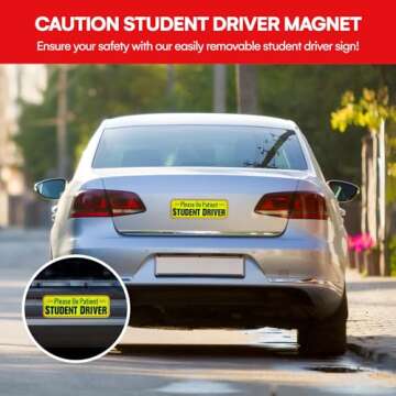 Signs Authority 3 Pcs Student Driver Car Magnet Reflective |10" New Driver Magnet for Car - Student Driver Magnet for Car - Student Driver Sticker | Magnetic Student Driver Signs for Car (Set of 3)