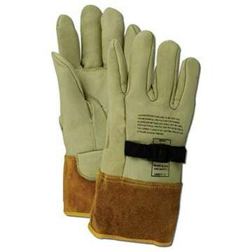 MAGID Leather Lineman Electrical Protector Work Gloves, 1 Pair, Size 10, 60611PS10, For Use With Rubber Insulated Gloves, Tan