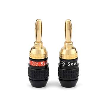 Deadbolt Banana Plugs 5-Pairs by Sewell - Gold Plated Quick Connect Speakers