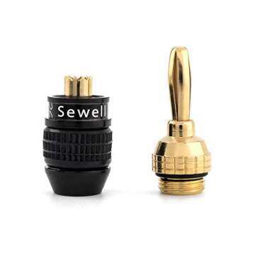 Sewell Deadbolt Banana Plugs - Gold Plated Speaker Plugs