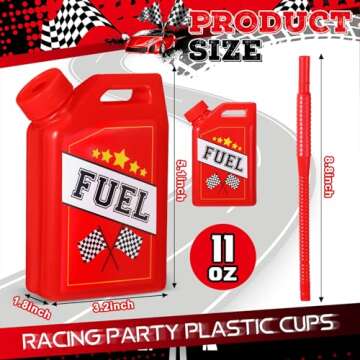 Mifoci 12 Pack Race Car Cups Set 11 oz Car Drinking Cups with Straw Race Car Birthday Party Supplies Party Decorations for Boys Kids Racing Car Theme Birthday Party Supplies