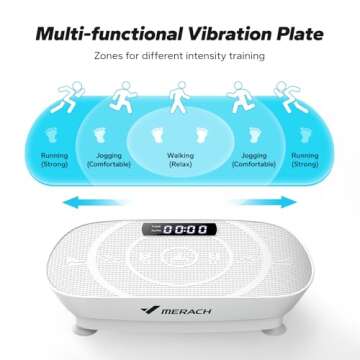 MERACH Vibration Plate Exercise Machine, Whole Body Workout Equipment for Women, Bluetooth and Silicone Pedal, Vibration Plate for Lymphatic Drainage, Vibrate Fitness Platform for Weight Loss