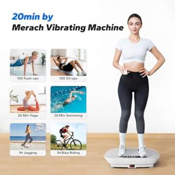 MERACH Vibration Plate Exercise Machine, Whole Body Workout Equipment for Women, Bluetooth and Silicone Pedal, Vibration Plate for Lymphatic Drainage, Vibrate Fitness Platform for Weight Loss