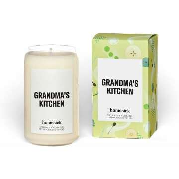 Homesick Premium Scented Candle, Grandma's Kitchen - Scents of Butter, Apple, Cream, 13.75 oz, 60-80 Hour Burn, Natural Soy Blend Candle Home Decor, Relaxing Aromatherapy Candle