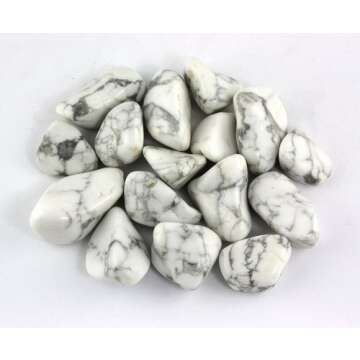 Crystal Allies Materials: 1/2lb Bulk Tumbled White Howlite Stones from South Africa - Large 1" Polished Natural Crystals for Reiki Crystal Healing *Wholesale Lot*