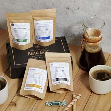 Bean Box Gourmet Coffee Sampler | Specialty Coffee Gift Basket | Coffee Gift Set | Coffee Gifts for Women and Men | Birthday Gifts for Her | Care Package | Freshly Ground Coffee | 4 Piece Variety Set