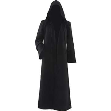 Joyshop Mens Halloween Witch Cosplay Robe Costume Adult Hooded Cloak Cape,Black,Small