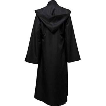 Joyshop Mens Halloween Witch Cosplay Robe Costume Adult Hooded Cloak Cape,Black,Small