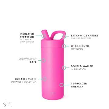 Insulated Kids Water Bottle with Straw Lid - 16oz