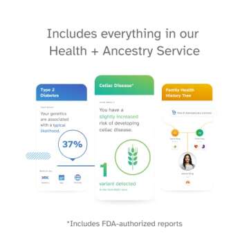 23andMe+ Premium Membership Bundle - DNA Kit with Personal Genetic Insights Including Health + Ancestry Service Plus 1-Year Access to Exclusive Reports (Before You Buy See Important Test Info Below)