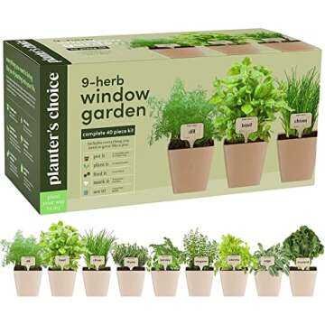 9 Herb Indoor Window Garden Kit - House Plants Seeds - Best Unique Gift Ideas for Women, Mom, Friend, Her, Birthday, Housewarming, Mother - New Home Kitchen Gifts - Live Plant Starter (Plastic)