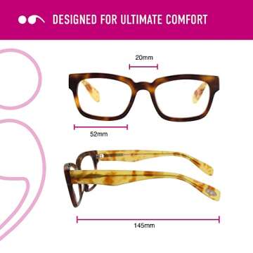 Scojo New York Benson Street Reading Glasses, Handmade Scratch Resistant Readers for Women and Men, Bourbon Tortoise - 2.25x