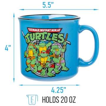 Silver Buffalo Teenage Mutant Ninja Turtles TMNT Turtle Power Ceramic Camper Mug, 20 Ounces