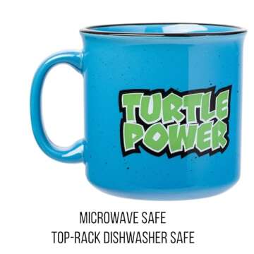 Silver Buffalo Teenage Mutant Ninja Turtles TMNT Turtle Power Ceramic Camper Mug, 20 Ounces