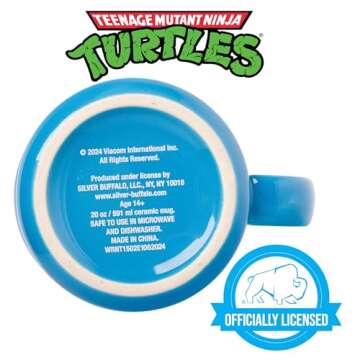 Silver Buffalo Teenage Mutant Ninja Turtles TMNT Turtle Power Ceramic Camper Mug, 20 Ounces