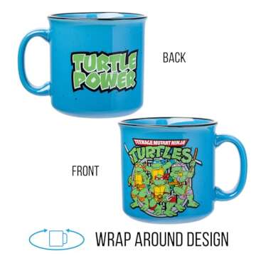 Silver Buffalo Teenage Mutant Ninja Turtles TMNT Turtle Power Ceramic Camper Mug, 20 Ounces