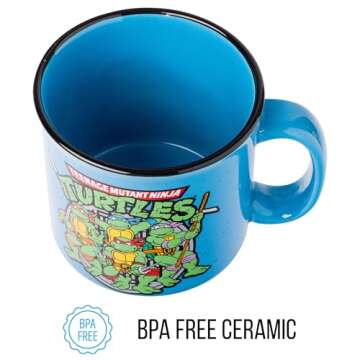 Silver Buffalo Teenage Mutant Ninja Turtles TMNT Turtle Power Ceramic Camper Mug, 20 Ounces