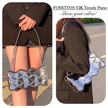 FONETTOS Trendy Shoulder Bags Women, Wave Purse Fashion Handbag Girls Chic Style Clutch Y2K Purse