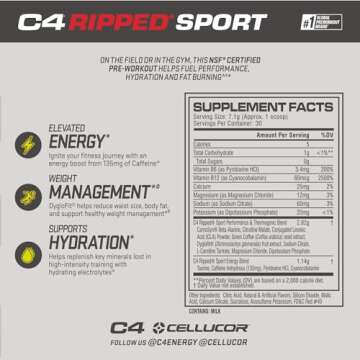 C4 Ripped Sport Pre Workout Powder Fruit Punch - NSF Certified for Sport + Sugar Free Preworkout Energy Supplement for Men & Women - 135mg Caffeine + Weight Loss - 30 Servings