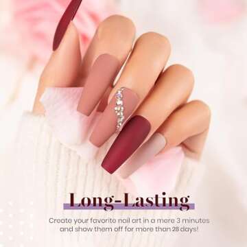 Beetles Fall Winter Gel Nail Polish Set Burgundy Red Winter Gel Nail Polish Soak Off Nail Uv Lamp Gel Nail Kit Nail Art Design Valentines Day Gifts for Women