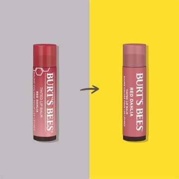 Burt's Bees Lip Tint Balm Stocking Stuffers Gifts, Long Lasting 2 in 1 Duo Tinted Balm Formula, Color Infused with Hydrating Shea Butter for a Natural Looking Buildable Finish, Red Dahlia (2-Pack)