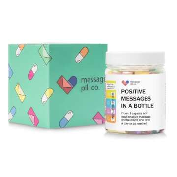 MESSAGE PILL CO. - 50 Positive Affirmations Get Well Soon for Women and Men Stress Relief. Self Care Kit with Daily Messages for Meditation, Mindfulness & Relaxation