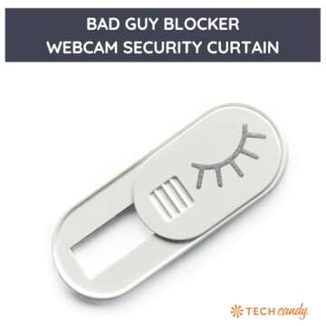 Tech Candy Bad Guy Blocker Webcam Cover Privacy Protector, White - Secure, Thin, Durable, for Computers, Laptops, Tablets, & Smartphones, Easy Application