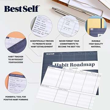 BestSelf Co. Habit Roadmap - Goal Tracker & Journal Planner. 13-Week Roadmap for Goal Setting & Self Improvement. Achieve goals, cultivate habits with this habit tracker journal.