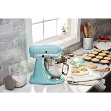 KitchenAid KSM150FEAQ Value Bundle Artisan 5 Quart Stand Mixer, Aqua Sky