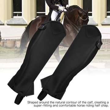 Equestrian Half Chap - Black PU Leather Gear for Adults