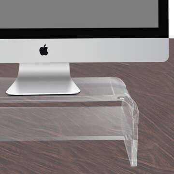 TINOMAR Acrylic Monitor Stand 2 Tier, Computer Monitor Stand Riser for iMac, PC, Desktop, Laptop, TV Screen, Printer with Sturdy Platform, Transparent Ergonomic Monitor Stand for Home and Office