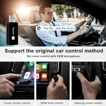 Wireless CarPlay Adapter, Converts Wired to Carplay Wireless Adapter for iPhone, Plug and Play-Seamless Fast Response Stable Bluetooth Connection CarPlay for Apple iPhone iOS 10+ and Cars