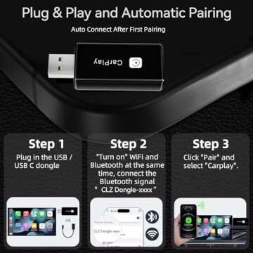 Wireless CarPlay Adapter, Converts Wired to Carplay Wireless Adapter for iPhone, Plug and Play-Seamless Fast Response Stable Bluetooth Connection CarPlay for Apple iPhone iOS 10+ and Cars